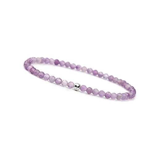 Bracciale Con Ciondoli Philip Jones In Vera Ametista - Placcato Argento, Regolabile, Regalo In Sacchetto Di Velluto