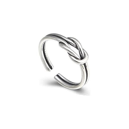 KnSam anello da uomo, in argento 925, con nodo d'amore, 7 mm, regolabile, in argento 925, anello gotico, punk, argento 925, argento