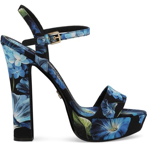 Dolce & Gabbana sandali a fiori con plateau - blu