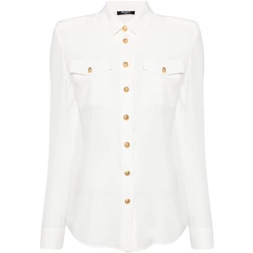 Balmain camicia con bottoni goffrati - bianco