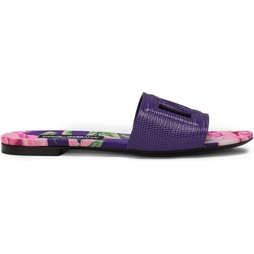 Dolce & Gabbana sandali slides dg con effetto lucertola - viola