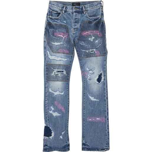 Purple Brand jeans svasati full repair - blu