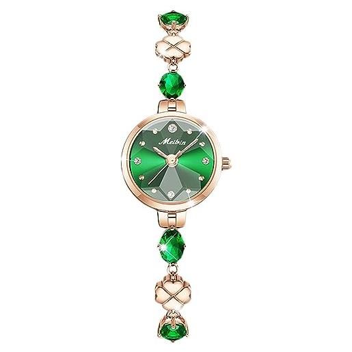 RORIOS orologi da donna analogico quarzo orologi da polso elegante diamante orologio bracciale gioiello orologio signora strass orologio ragazza impermeabile verde