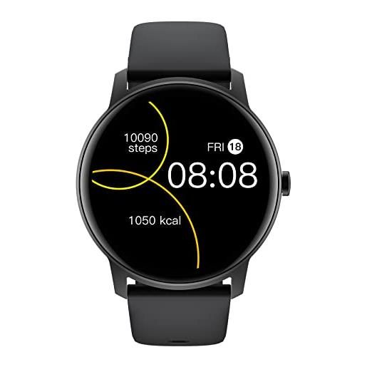 RIVERSONG smartwatch per uomo e donna, orologio fitness impermeabile ip68 con contapassi, cardiofrequenzimetro, cronometro, orologio sportivo per ios e android, nero