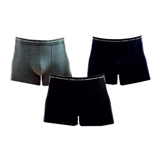 Enrico Coveri boxer uomo offerta 6 pezzi bielastico elastico esterno eb1000 (6 pezzi_ass. 2 blu 2 nero 2 grigio, xl)