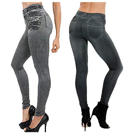 LSEEKA jeans da donna elasticizzati, pantaloni in denim, pantaloni slim leggings, fitness, taglie forti, leggings, lunghezza jeans, adolescenti, ragazze, nero , xxl