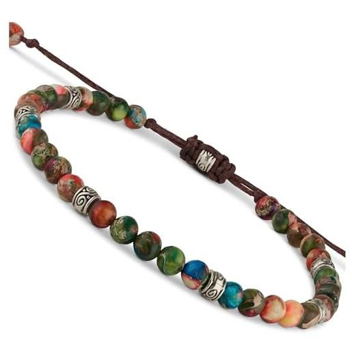 BENAVA bracciale yoga da donna perline di diaspro con perline infinity colorato | bracciale di pietre dure per la meditazione | 16-24 cm