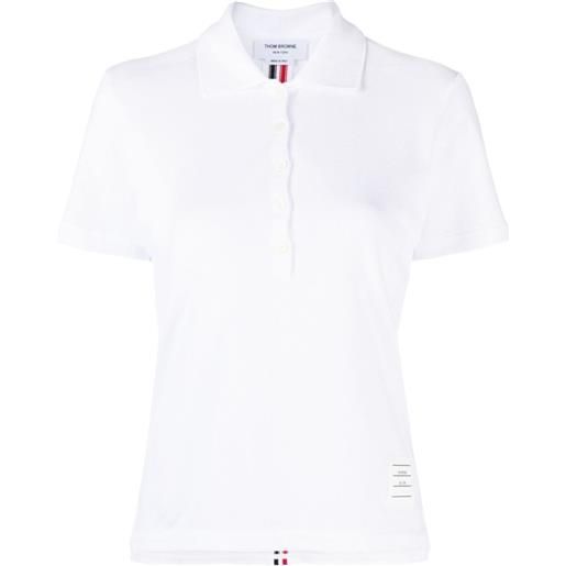 Thom Browne polo con dettaglio a righe - bianco