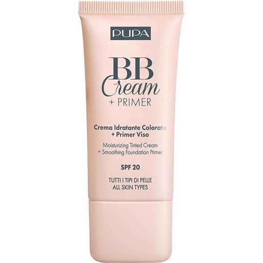 PUPA bb cream + primer tutti i tipi di pelle 001 nude crema idratante colorata + primer viso 5 in 1 30 ml