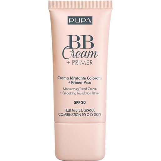 PUPA bb cream + primer pelli miste e grasse 001 nude crema idratante colorata + primer viso 5 in 1 30 ml