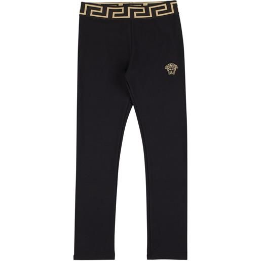 VERSACE leggings in jersey di cotone con ricamo