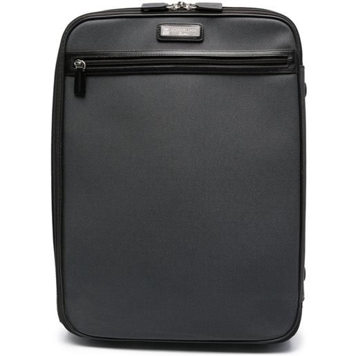 Corneliani valigia con placca logo - grigio
