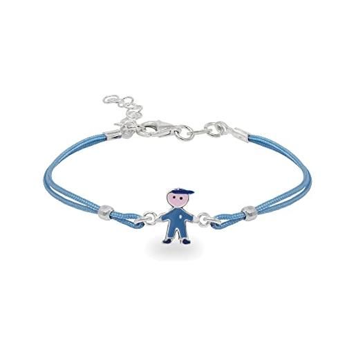 inSCINTILLE braccialetti bambina con filo cerato e charm in argento 925, girotondo bracciale bambina e bambino (bimbo azzurro)