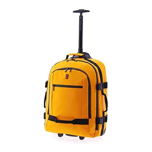 GLADIATOR polar valigia zaino con ruote, idrorepellente, morbido, a due ruote, a mano, 55 cm, giallo, de mano, 55 cm, valigia zaino con ruote, idrorepellente, morbido, due ruote