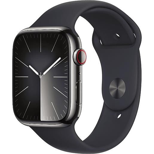 APPLE watch series 9 gps + cellular, cassa 41 mm in acciaio inossidabile color grafite con cinturino sport mezzanotte - s/m