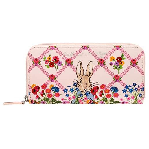 Cath Kidston peter rabbit continental - portafoglio con zip, crema, rosa, rosso, blu, verde, 19 cm, portafoglio continental