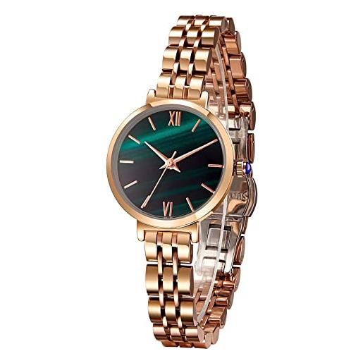 TIME100 orologio donna al quarzo svizzero elegante in acciaio inossidabile impermeabile regalo donna(marrone)