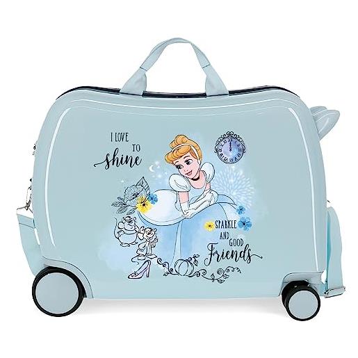 CARTOON trolley da viaggio cenerentola, principesse disney, valigia in abs 50 cm, cavalcabile per bambini, trainabile