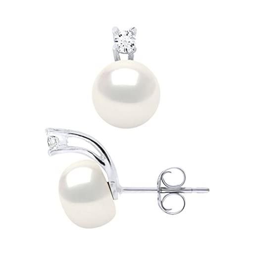 PEARLS & COLORS NATURAL FINE PEARLS pearls & colors - orecchini pearls - vere perle d'acqua dolce coltivate 9-10 mm - argento 925 - sistema a farfalla - gioiello da donna