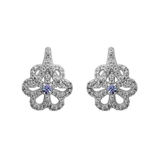 Shine Jewel orecchini con tanzanite e gemme in argento sterling 925 per donna il giro spinello bianco