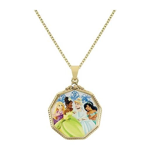 Disney collana con ciondolo a forma di principessa color oro cf01156yrcl-q, misura unica, ottone, nessuna pietra preziosa