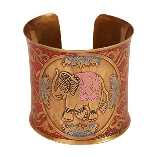 Touchstone indiano bollywood desire ottone ricco indiano etnico motivo elefante smalto rosso meenakari spessore polsino enhancer designer gioielli bracciale bracciale in tono oro per le donne. 