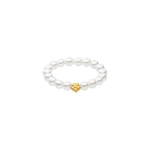 Purelei® shiny bloom anello (oro, argento, oro rosa), impermeabile, elastico da donna in perle, elegante anello con perline seashell, regalo da donna, diverse misure, metallo non prezioso