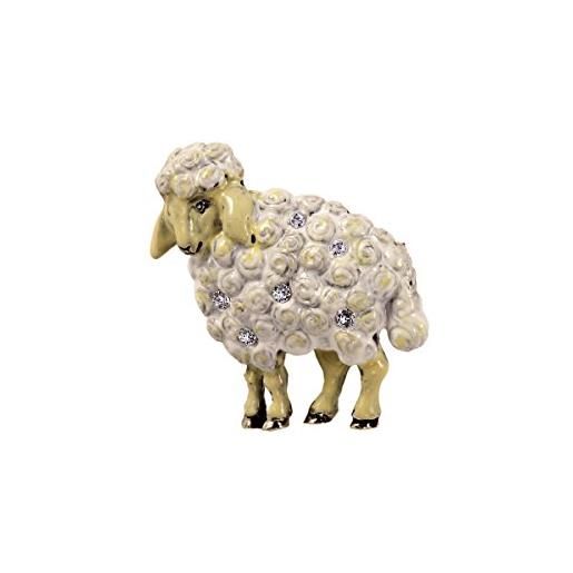 ba bijou-art spilla da donna pecora agnello fermagli gioiello smalto cristalli 3,5 x 2,5 cm