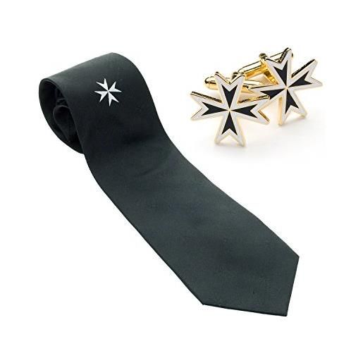 THE MASONIC COLLECTION masonic knights - cravatta e gemelli in seta, misura unica, placcato in oro, senza gemme