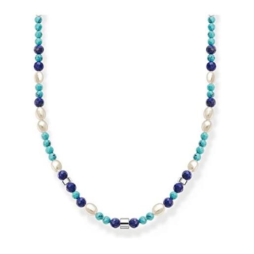 Thomas sabo ke2162-775-7-l45v - collana da donna con pietre blu e perle, con estensione in argento sterling 925, lunghezza 45 cm, 45 cm, argento sterling, nessuna pietra preziosa