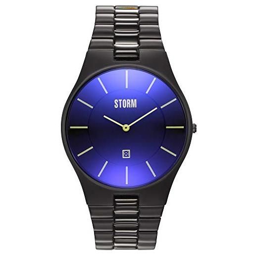 STORM slim-x xl orologio da uomo classico con quadrante minimalista intelligente, cinturino e cassa ultra sottile, e impermeabile fino a 50 m con una funzione data (blu ardesia), piastra blu