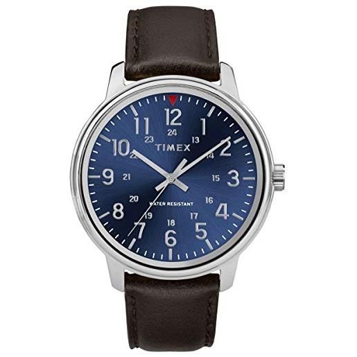 Timex orologio analogico quarzo uomo con cinturino in pelle tw2r85400
