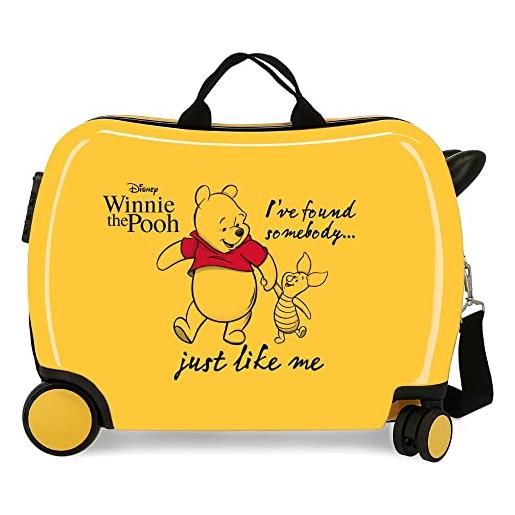 CARTOON trolley da viaggio winnie the pooh, disney, valigia in abs 50 cm, cavalcabile per bambini, trainabile