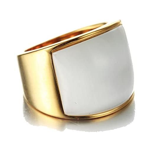 Aeici anello in acciaio uomo, anelli uomo punk anello in oro con pietra occhio di gatto bianca, anello oro misura 25