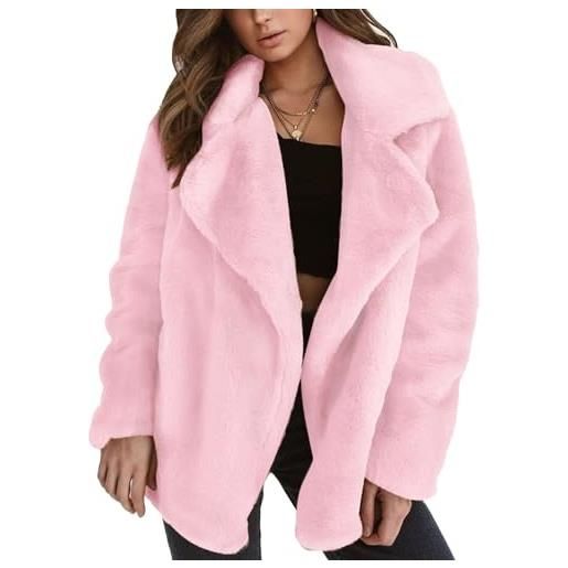 Cocoarm giacca in peluche da donna casual allentata a maniche lunghe in. Pile invernale cappotto caldo con tasche, confortevole e morbido (xl)