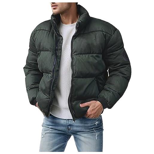 JMEDIC cappotto leggero ripiegabile da uomo autunno inverno con cerniera caldo piumino giacche termiche (green, xxxxl)