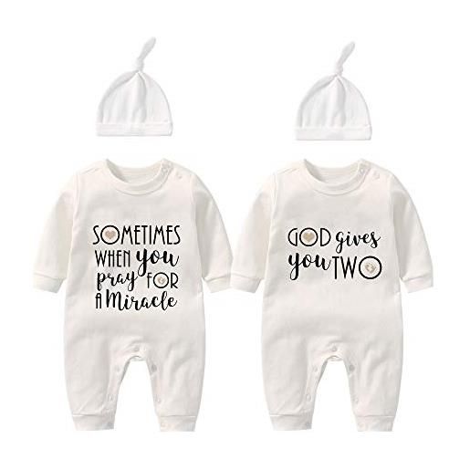 Culbutomind - set di gemelli per neonate a volte quando si prega per un miracolo dio ti dà il neonato pagliaccetto bianco a volte 12 mesi