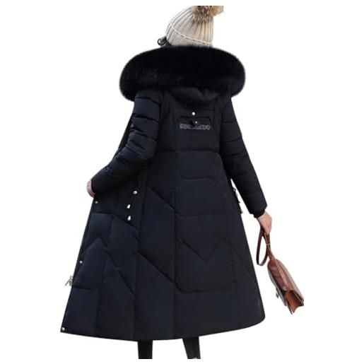 Minetom piumino invernale da donna caldo cappotto trapuntato antivento giubbotto maniche lungo giacca parka piumini cappotto con pelliccia ecologica cappuccio b rosso xl