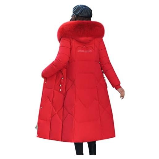 Minetom piumino invernale da donna caldo cappotto trapuntato antivento giubbotto maniche lungo giacca parka piumini cappotto con pelliccia ecologica cappuccio e nero xl