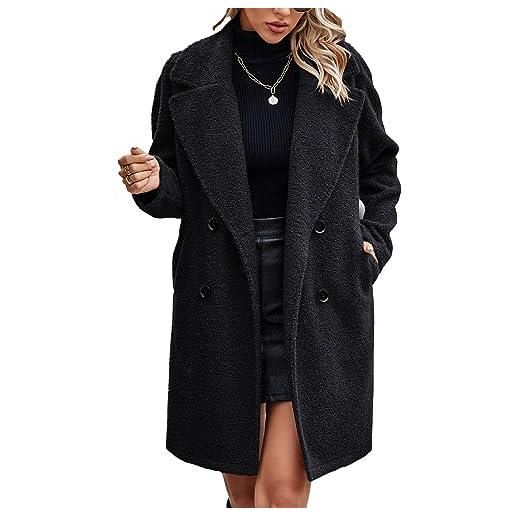 Cocoarm soprabito invernale da donna elegante soprabito casual doppiopetto cappotto da donna a maniche lunghe dal taglio ampio con tasche laterali (xl)