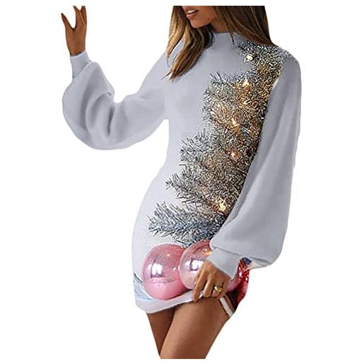 Onsoyours maglione abito donna collo alto lungo maglioni natalizio ragazza invernale con stampa eleganti abito in maglia casual sweater maglione abito 2 cachi xs