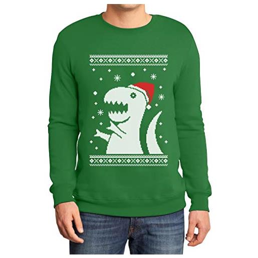 Shirtgeil grande t-rex ugly sweater maglione di natale felpa/maglione da uomo medium nero