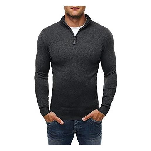 Cicilin maglione da uomo slim con mezza zip maglione di mohair grigio 3xl