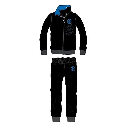Inter pigiama/tuta ragazzi full zip in felpa in due colori prodotto ufficiale (nero 14 anni)