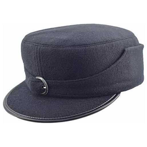 Cappelleria Melegari berretto uomo con visiera | berretto da sci | kepi militare | con paraorecchie | autunno inverno (blu, 55 cm)