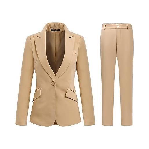 YFFUSHI giacca da donna, 2 pezzi, giacca da donna, per ufficio formale, business, nero , m