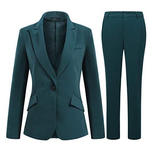 YFFUSHI giacca da donna in 2 pezzi da donna, per ufficio, formale, borgogna, l