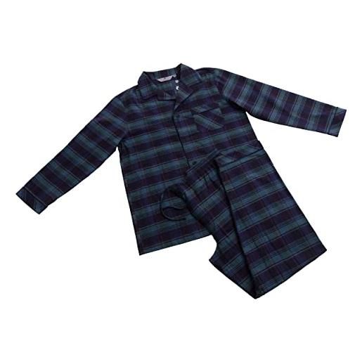 Revise re-911 pigiama uomo - lungo - flannel 100% cotone - pigiama -, blu scuro 1035, xxxl
