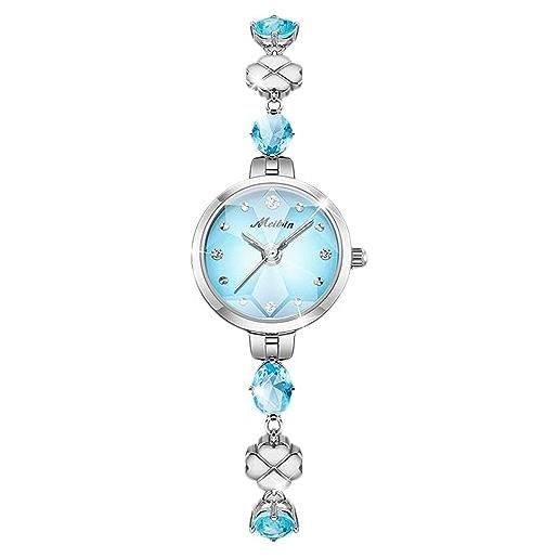 RORIOS orologi da donna analogico quarzo orologi da polso elegante diamante orologio bracciale gioiello orologio signora strass orologio ragazza impermeabile azzurro