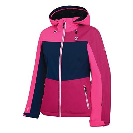 Regatta dare 2b purview waterproof & breathable high loft insulated hooded ski & snowboard jacket with fixed snowskirt and taped seams, giacca impermeabile, isolante donna, fuschia/ala blu, 16